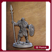 Ranger Fighter Helm Spear Shield | 28mm, 32mm, 54mm,75mm,100mm Scale Resin Miniature Dungeons and Dragons D&D Pathfinder | Artisan Guild - Only-Games