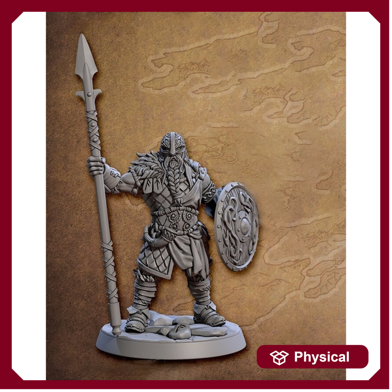 Ranger Fighter Helm Spear Shield | 28mm, 32mm, 54mm,75mm,100mm Scale Resin Miniature Dungeons and Dragons D&D Pathfinder | Artisan Guild - Only-Games