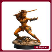 Female Barbarian Miniature | Tribal Sword Warrior | Resin RPG Figure - Only-Games