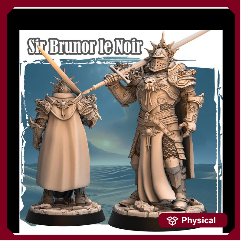 Human Paladin Fighter Sword & Full Platmail |Miniature | 28mm, 32mm, 54mm,75mm,100mm Scales | Pathfinder Figure | DnD | Figurine unpainted | - Only-Games