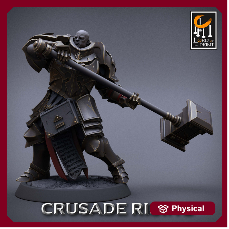 Paladin Knight Hammer Templar Unpainted Miniature | 28mm, 32mm,54mm,75mm, 100mm Scales | Dungeons and Dragons |Pathfinder |Lord of The Print - Only-Games