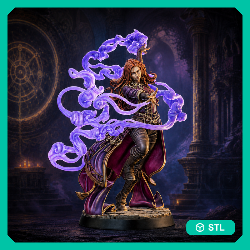 Female Mage Miniature STL | Sorceress | Digital Download - Only-Games