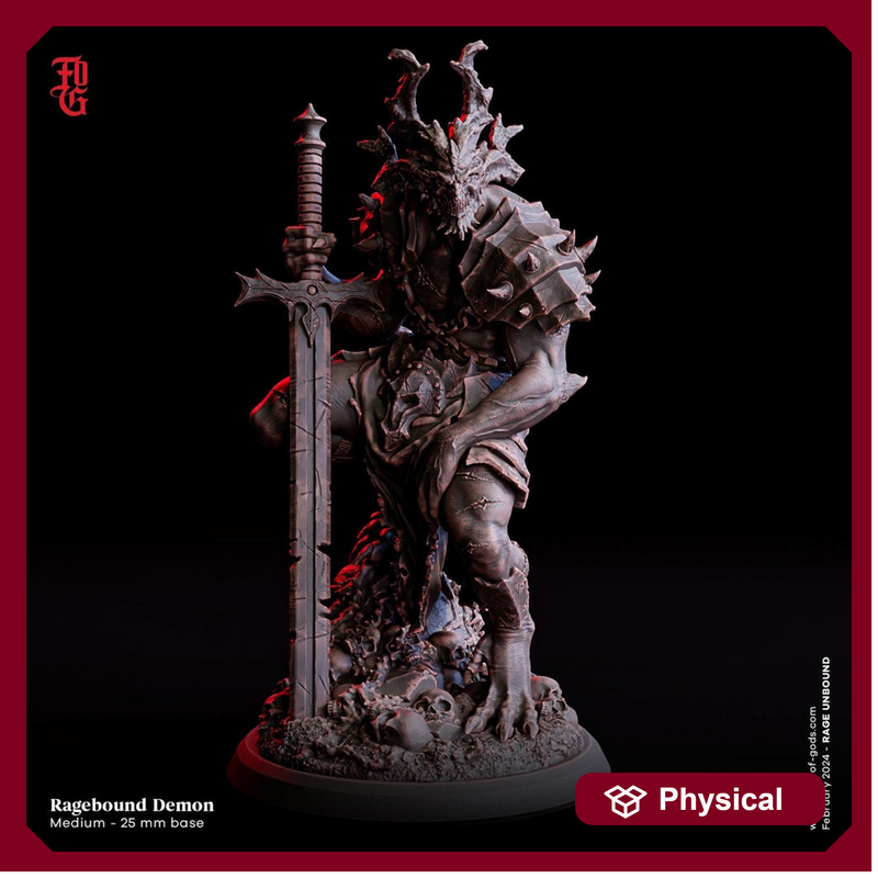 Demon Warrior Fiend, Demon Prince | 28mm,32mm,54mm,75mm,100mm Scale Resin Miniature | Dungeons and Dragons D&D 5e Pathfinder | Flesh of Gods - Only-Games