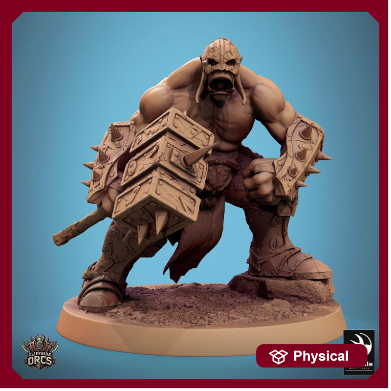 Orc Fighter Barbarian Battle Hammer, Half-Orc | Unpainted Scales: 28mm,32mm ,,54mm,75mm,100mm  Megaboss | Dungeons & Dragons 5e |Pathfinder - Only-Games