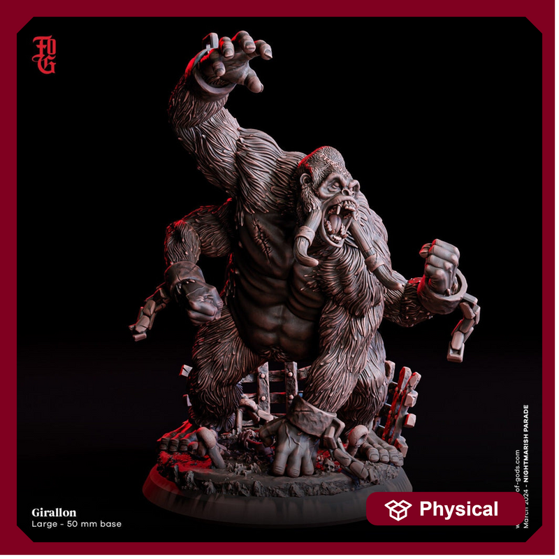 Girallon (5 sizes available) Unpainted Miniature | 28mm ,32mm, 54mm, 75mm,100mm Scale | Pathfinder Figure | DnD 5E | Dungeons & Dragons - Only-Games