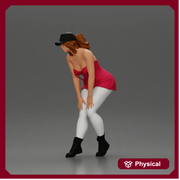 beautiful woman placing her hand on her legs, wearing a cap and a bra top - Only-Games