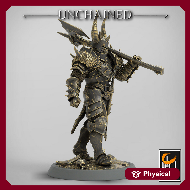 Fighter Great Axe, Light Soldier, Oathbreaker Paladin,  Unpainted Miniature | 28mm, 32mm,75mm Scales | Dungeons and Dragons | Pathfinder | - Only-Games