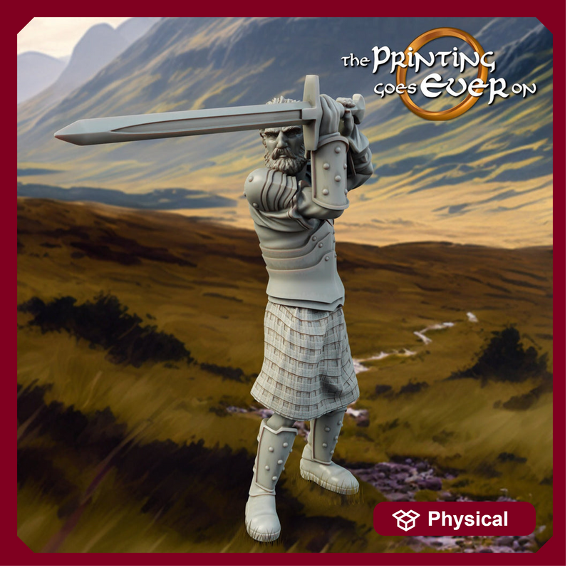 Human Highlander Ranger Fighter | Miniature | 28mm, 32mm, 54mm,75mm,100mm Scale | Pathfinder Figure| DnD | Human Ranger Figurine unpainted | - Only-Games