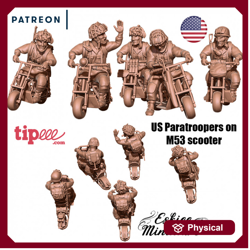 US paratroopers on M53 scooter - 28mm