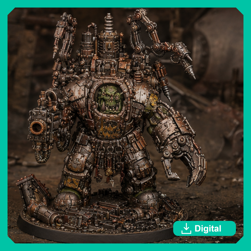 Boss Skrapper Mekkanic Supa Skrapp Armor - Sci-Fi Orc Warlord Miniature | Scrap-Tech| Original Wargaming 40mm base
