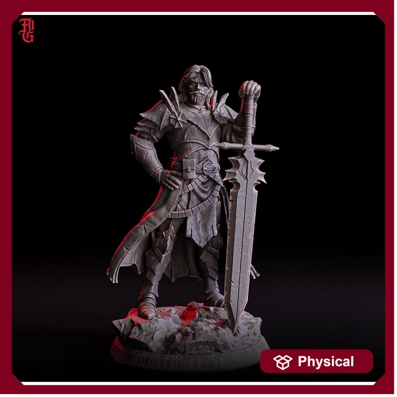 Human Paladin, Fighter Sword  | UNPAINTED Miniature | 28mm, 32mm, 54mm,75mm, 100mm Scales | Pathfinder Figure | DnD | Dungeons & Dragons | - Only-Games