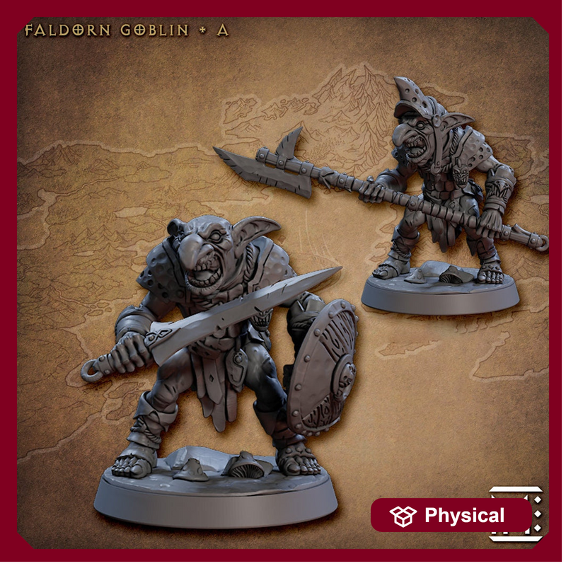 Goblin Fighter Sword and Shield, Goblin polearm  | 28mm, 32mm Scale, 54 tall, 75 tall Resin Miniature | Dungeons and Dragons | Artisan Guild - Only-Games