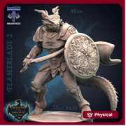 Dragonborn Paladin Sword and Shield  | 28mm, 32mm, 75mm Scale Resin Miniature | Dungeons and Dragons D&D 5e  | Pathfinder | Flesh of Gods - Only-Games
