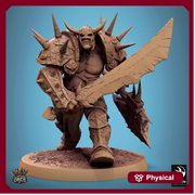 Orc Fighter Barbarian Battle Axe Sword, Half-Orc | Unpainted 28mm,32mm,54mm,75mm,100mm Scales | Megaboss | Dungeons & Dragons 5e |Pathfinder - Only-Games