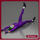 Joker sprawled laughing despite defeat plotting another wicked trick soon