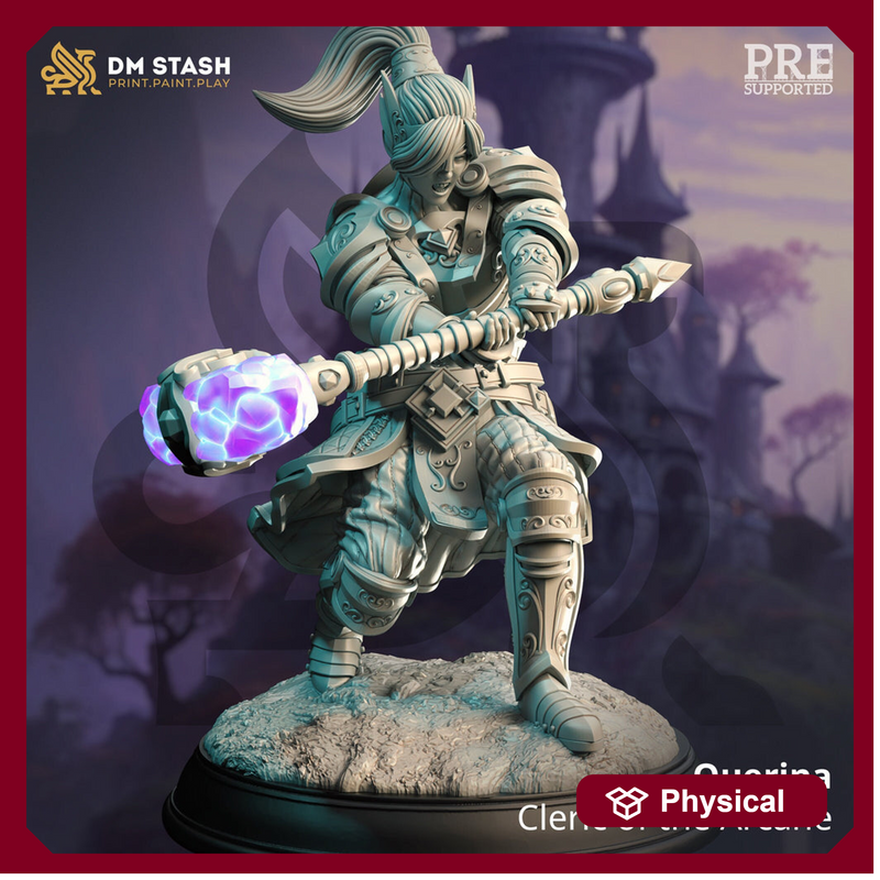 Elf Female Cleric Paladin with Mace Miniature | 28mm, 32mm,54mm,75mm, 100mm Scales | Dungeons and Dragons Pathfinder | DM Stash - Only-Games