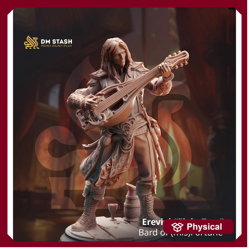 Male Bard Elf, Half-Elf,  Eladrin Unpainted Miniature D&D | 28mm, 32mm,54mm,75mm, 100mm Scales | Dungeons and Dragons  5E | DM Stash - Only-Games