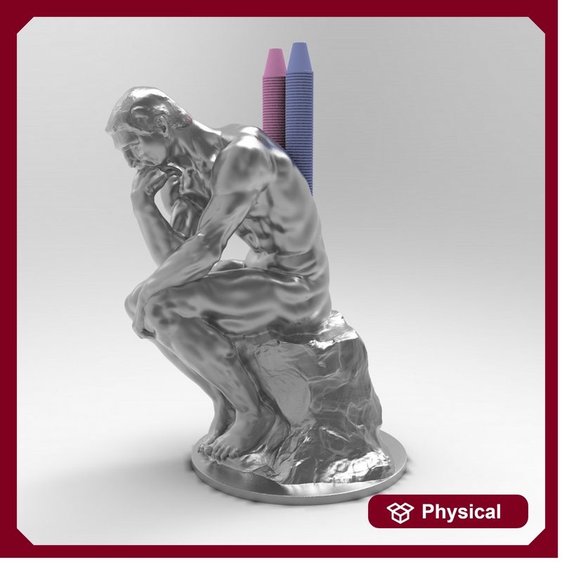 thinking man pen holder