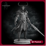 Tiefling Hexblade Warlock, Ranger Fighter PC / NPC Miniature | 28mm, 32mm, 54mm,75mm, 100mm Scales | Pathfinder Figure | D&D 5e | Resin mini - Only-Games