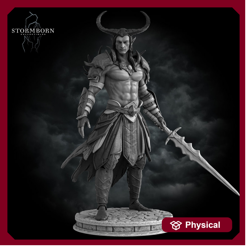 Tiefling Hexblade Warlock, Ranger Fighter PC / NPC Miniature | 28mm, 32mm, 54mm,75mm, 100mm Scales | Pathfinder Figure | D&D 5e | Resin mini - Only-Games
