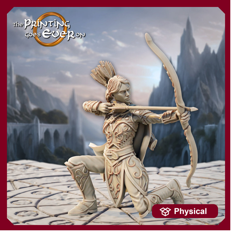 Female Elf Ranger Sharpshooter Fighter w/ Bow |  Unpainted Miniature | 28mm,32mm,54mm,75mm,100mm Scales | Pathfinder Figure | DnD | Figurine - Only-Games