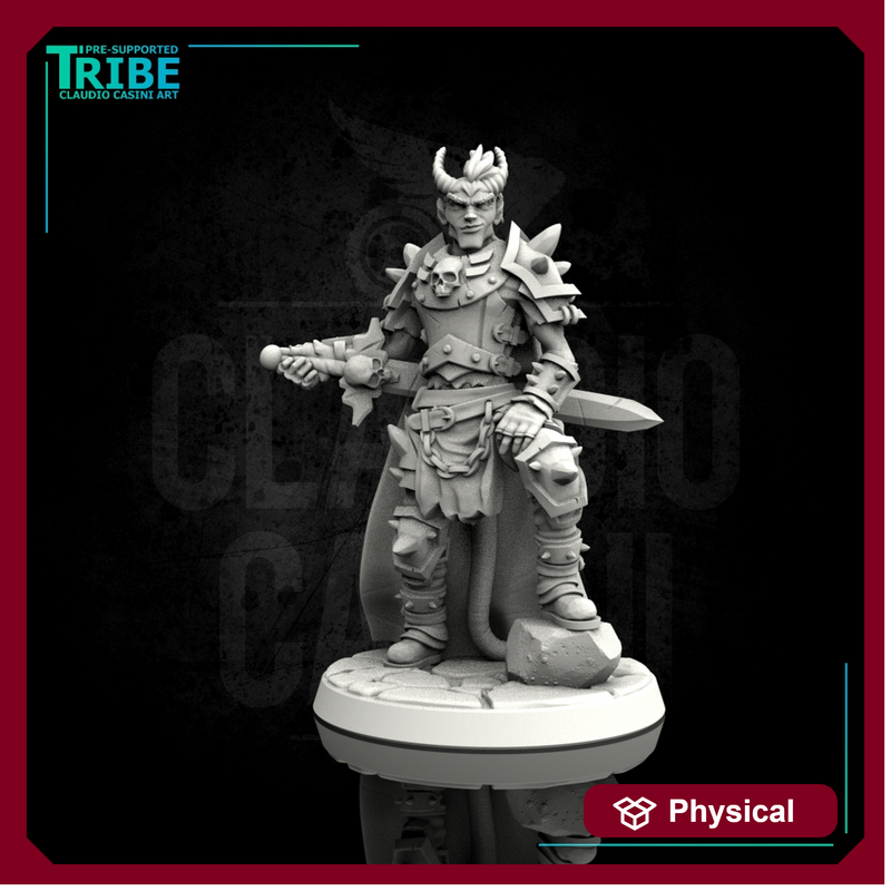 (0014) Male human elf half orc tiefling barbarian commander with sword - Only-Games