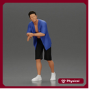 Stylish man leans casually with cool energy in relaxed summer outfit stance