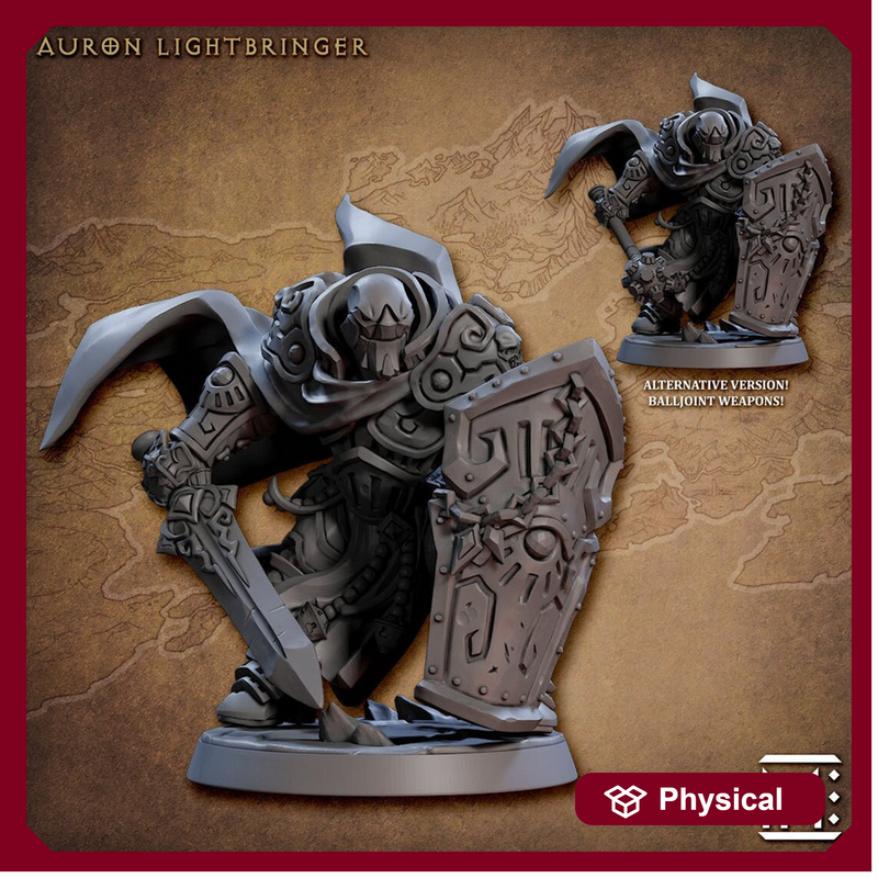 Warforged Paladin, Fighter , Cleric PC NPC Sword or Mace  | 28mm, 32mm, 75mm Scale Resin | Dungeons and Dragons | Auron | Artisan Guild - Only-Games