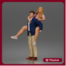 Man Giving Woman Piggyback Ride In Blazer Overalls And Sneakers