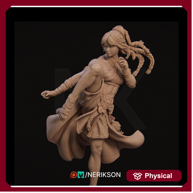 Female Human Monk PC / NPC Unpainted Miniature | 28mm, 32mm,54mm,75mm, 100mm Scales | Dungeons and Dragons Pathfinder | NERIKSON - Only-Games