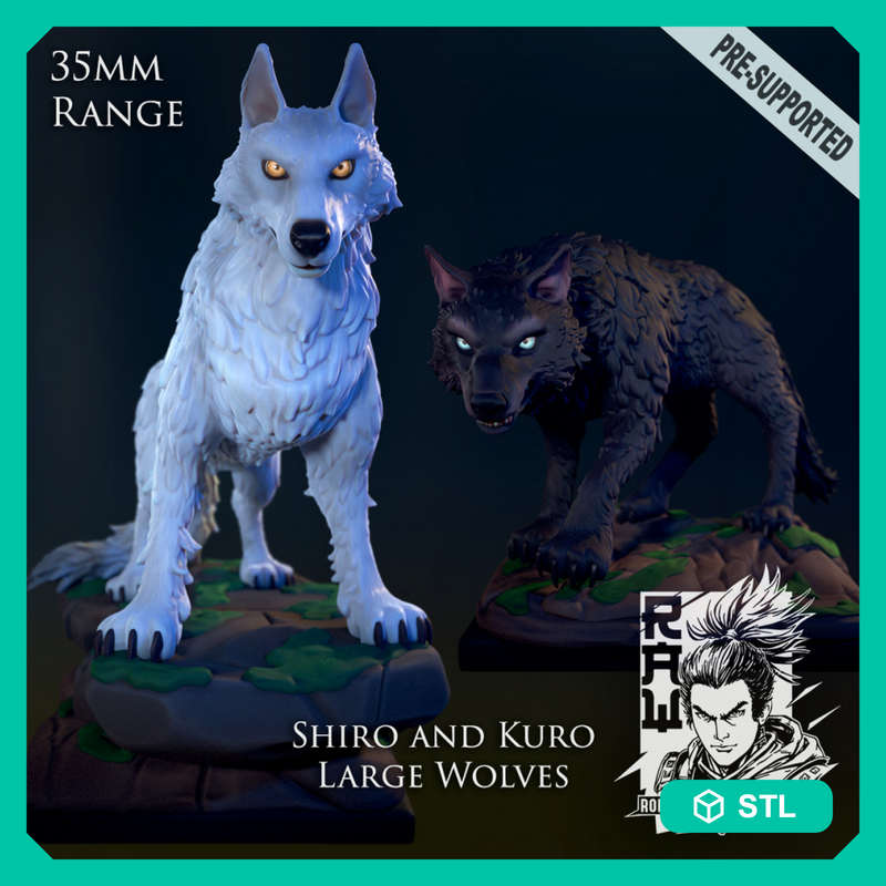 Kuro and Shiro - Wolves - STL only