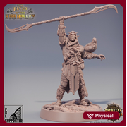 Wood Elf Ranger Polearm Master | Beast Master Ranger with Hawk | Miniature | 28mm Scale | 32mm Scale | 75mm Scale | Pathfinder Figure| DnD | - Only-Games