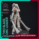 Two Blade - Female Orc Commander - PRE SUPPORTED - 32 mm scale miniature