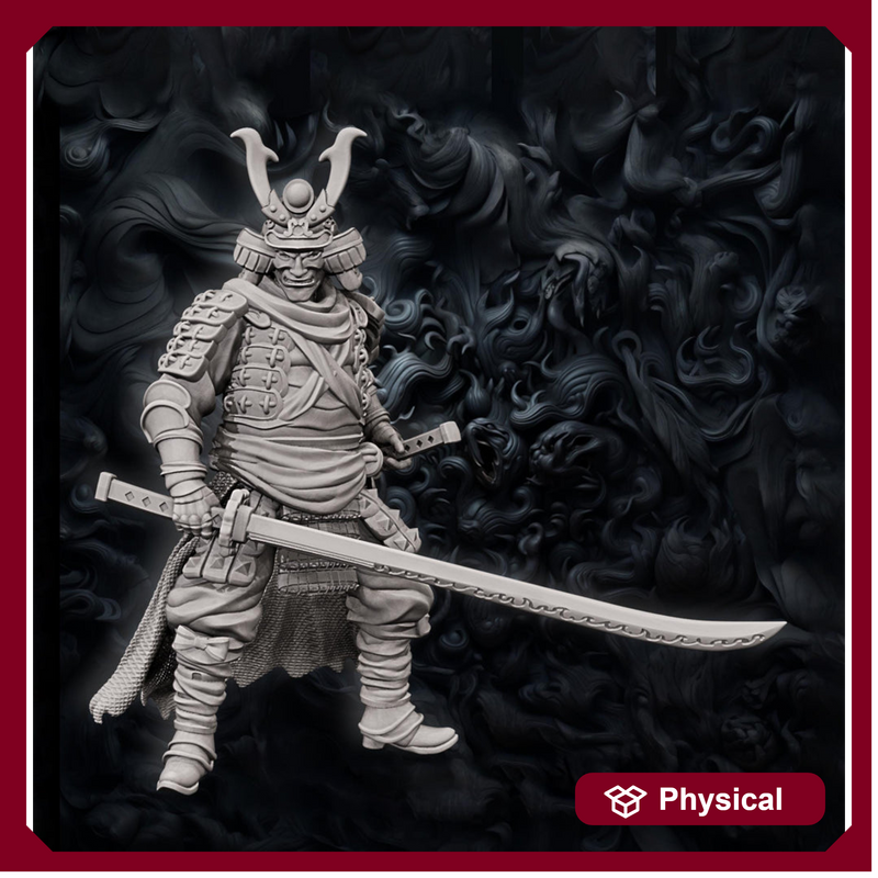 Human Fighter Samurai Kensai Odachi Katana & Armor | DnD Miniature 28mm,32mm,54mm,75mm,100mm Scale Pathfinder Figure/ DnD Figurine unpainted - Only-Games