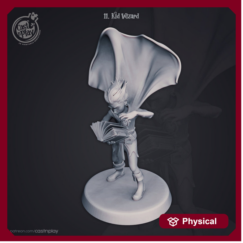 Kid Human Wizard Miniatures | Spell Caster | Dungeons and Dragons | 28mm, 32mm, 75mm | Pathfinder | Unpainted | Nolzur’s Marvelous - Only-Games