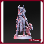 Pinup Female Tiefling Fighter | 28mm Scale, 32mm, 54mm, 75mm, 100mm Scales |Sexy Female unpainted resin Figurine mini - D&D 5e - Only-Games
