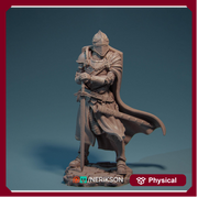 Human Paladin Fighter Sword & Shield |Unpainted Miniature| 28mm,32mm,54mm,75mm,100mm Scales | Pathfinder Figure | DnD Figurine | NERIKSON - Only-Games