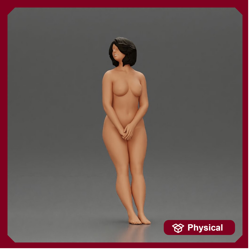 Naked Woman leaning on the car