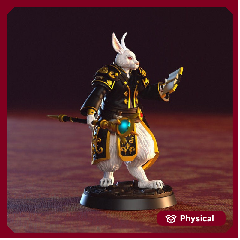 Harengon, Rabbitfolk Rabbitman  Wizard Cleric PC NPC | 28mm, 32mm,54mm,75mm Scale Resin Miniature | Dungeons and Dragons | Clay Cyanide - Only-Games