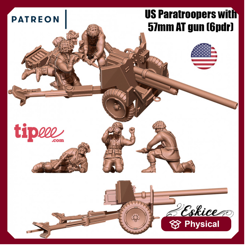 57mm AT gun US paratroopers - 28mm