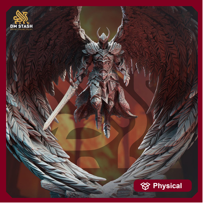 Human Winged Paladin, Angel Fighter Sword | Miniature | 5 Sizes /Scales | Pathfinder Figure | DnD | unpainted | - Only-Games