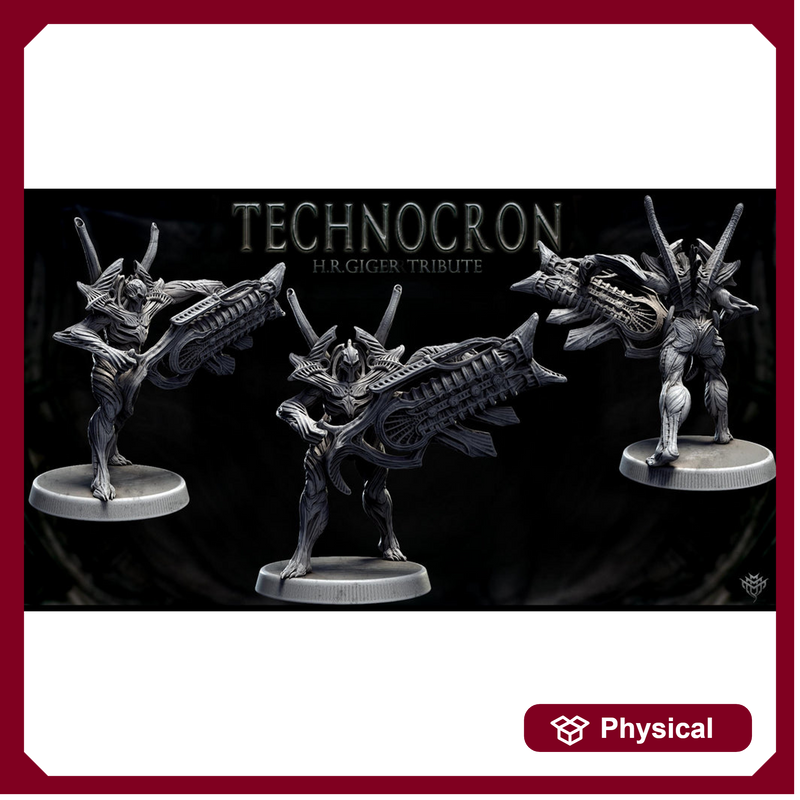 Sci-Fi Miniature Robot Infantry, H.R Giger Style | Base Diameter Sizes: 25mm,32mm, 50mm, 65mm,80mm | Resin Mini | Mini Monster Mayhem - Only-Games