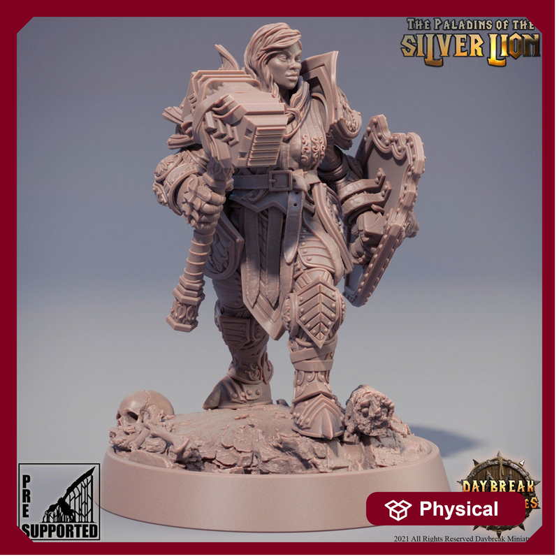 Paladin | Female Paladin  | Miniature | Heavy Armor | Dungeons and Dragons | 28mm Scale | 32mm scale | Pathfinder | D&D | - Only-Games