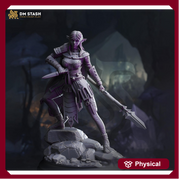 Dark Elf Female Ranger ,Fighter Polearm Master PC/ NPC Miniature | 28mm,32mm,54mm,75mm,100mm Scales | Dungeons & Dragons Pathfinder DM Stash - Only-Games