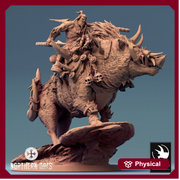 Orc Fighter on Giant Boar w/ Hammer & Axe, Orc Chieftain | Dungeons and Dragons 5e  | 28mm,32mm, 54mm, 75mm Scale | Pathfinder | LOP - Only-Games