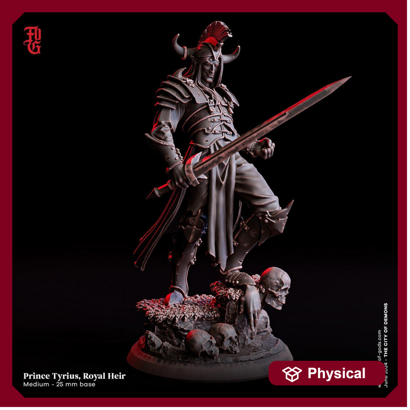 Tiefling Oathbreaker Paladin Fighter | 28mm, 32mm,54mm,75mm,100mm Scales | Player Character Mini  -D&D 5e Pathfinder Figurine |Flesh of Gods - Only-Games