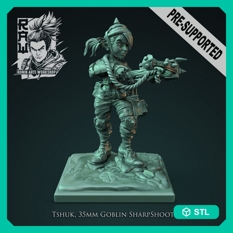 Tshuk - Female Goblin Sharpshooter - STL only