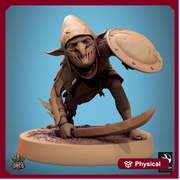 Goblin Sword and Shield Fighter | D&D 5e UNPAINTED | 28mm, 32mm,54mm,75mm, 100mm scale| Pathfinder | Figure for Painting| Rescale Miniatures - Only-Games