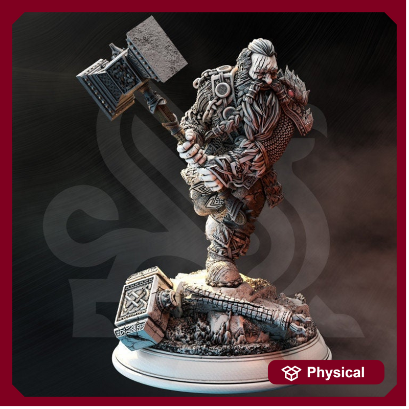 Dwarf Fighter Cleric w/ Hammer & Chainmail Miniature | 28mm, 32mm,54mm,75mm, 100mm Scales | DnD 5e Pathfinder | DM Stash - Only-Games