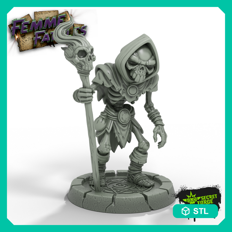 [Skeletal Mage] Undead Warlock Necromancer Sorcerer Spellcaster Horror Zombie Miniature for DnD & TTRPGs